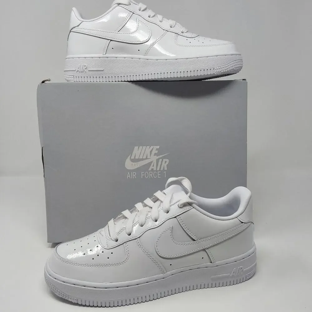 Nike Air Force 1 Low BG Triple White Patent Leather Kid's 4Y Women's 5.5